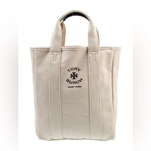 Tory Burch Canvas Logo Tote Bag – Cream/Beige – Like New
